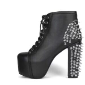 SPIKE PLATFORM BLACK ANKLE BOOTS 10M JEFFREY CAMPBELL
